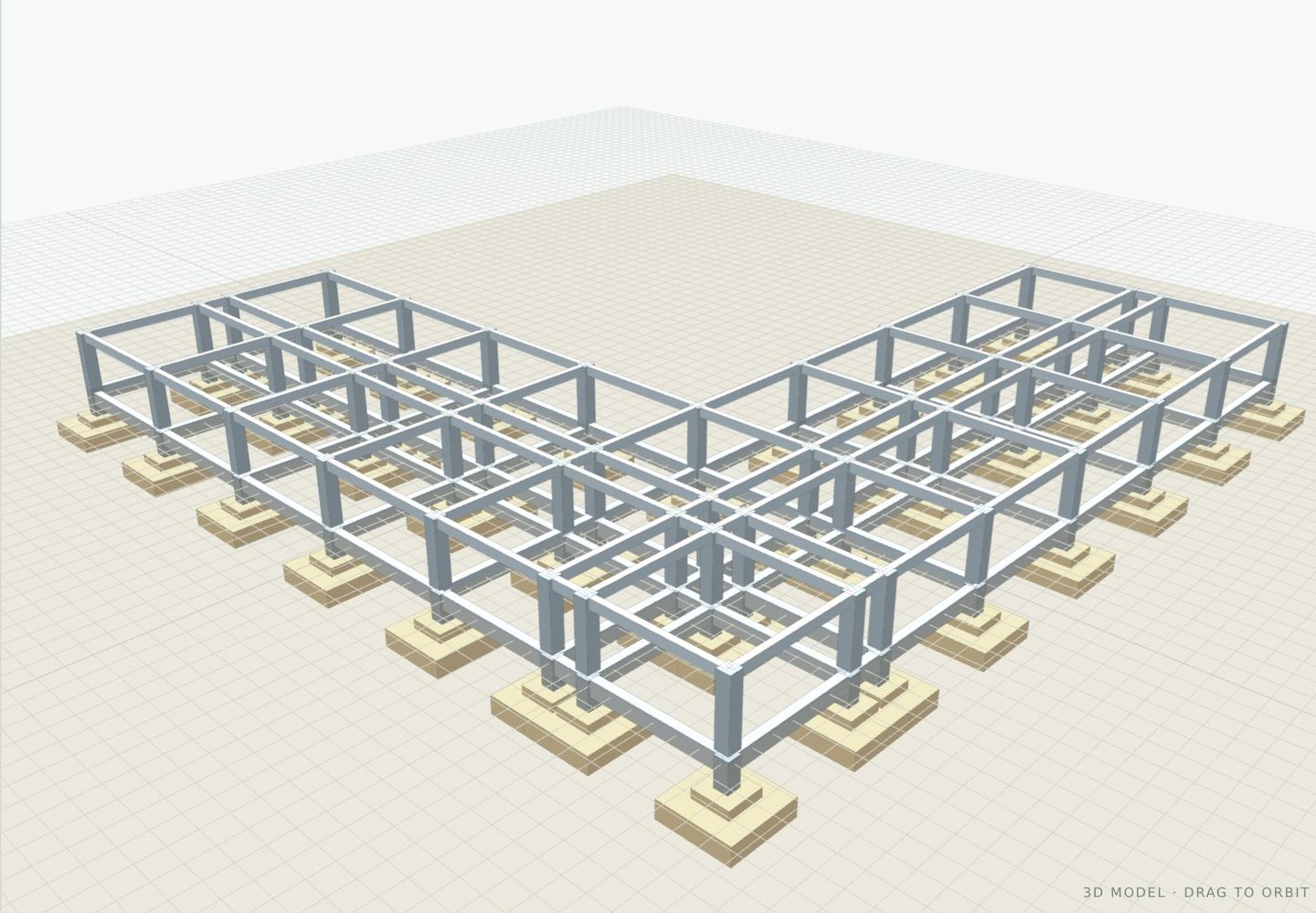 Substructure: stepped pad footings and ground beams